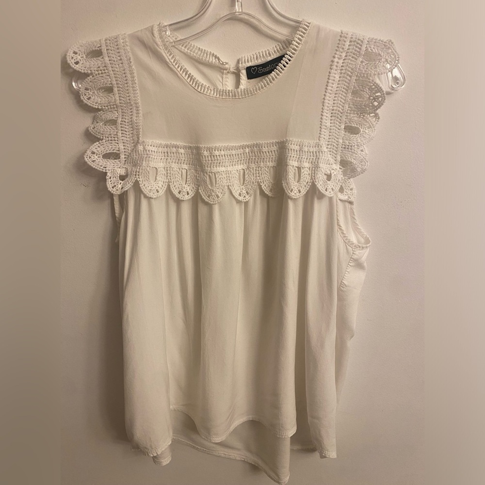 Santory Coquette Core MEDIUM Lace Blouse Sleeveless White